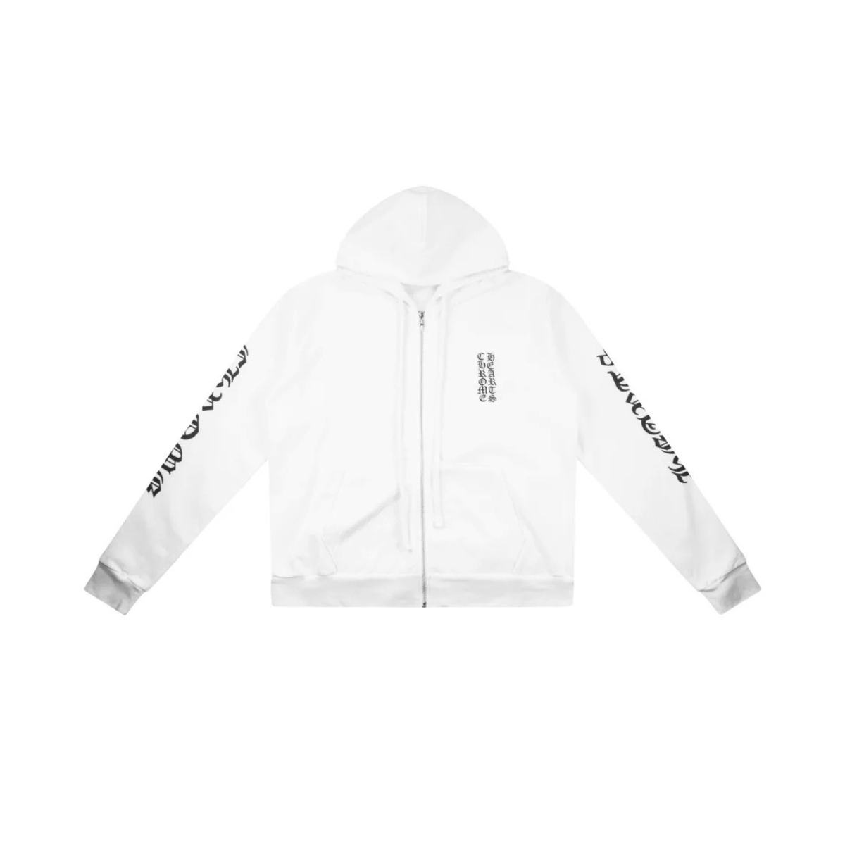 Chrome Hearts Vertical Logo Zip Up Hoodie ‘White’