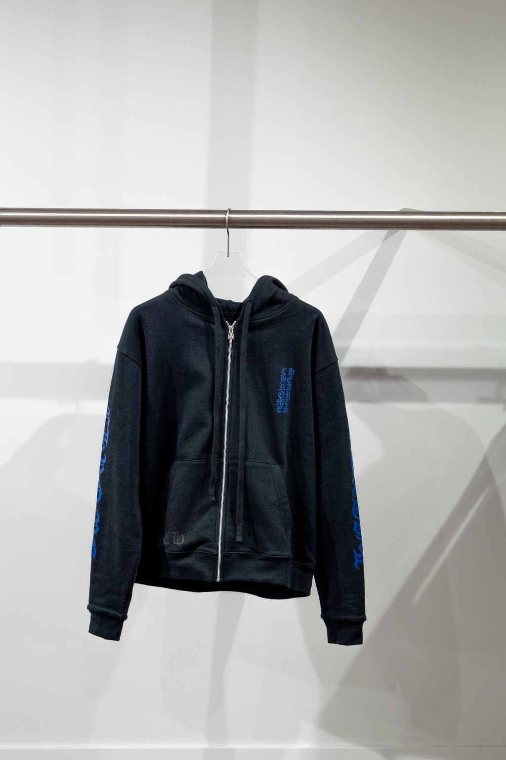 Chrome Hearts 1988 Script Logo Zip-Up Black Blue Hoodie