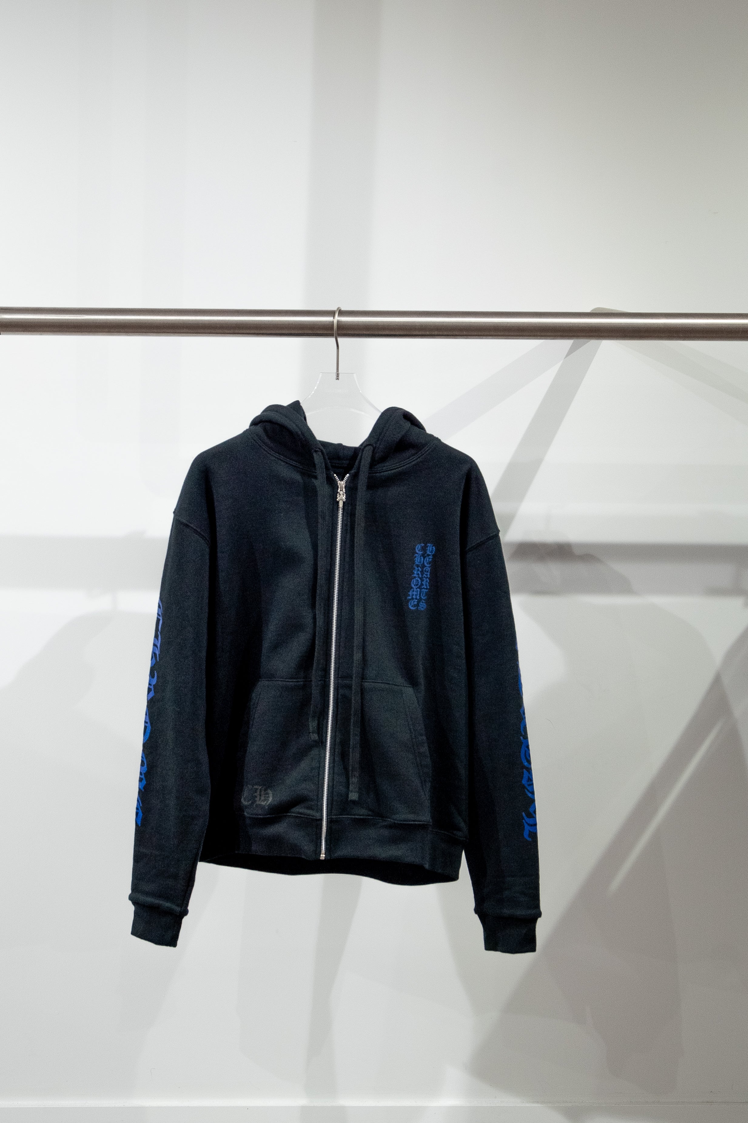 Chrome Hearts 1988 Script Logo Zip-Up Black Blue Hoodie