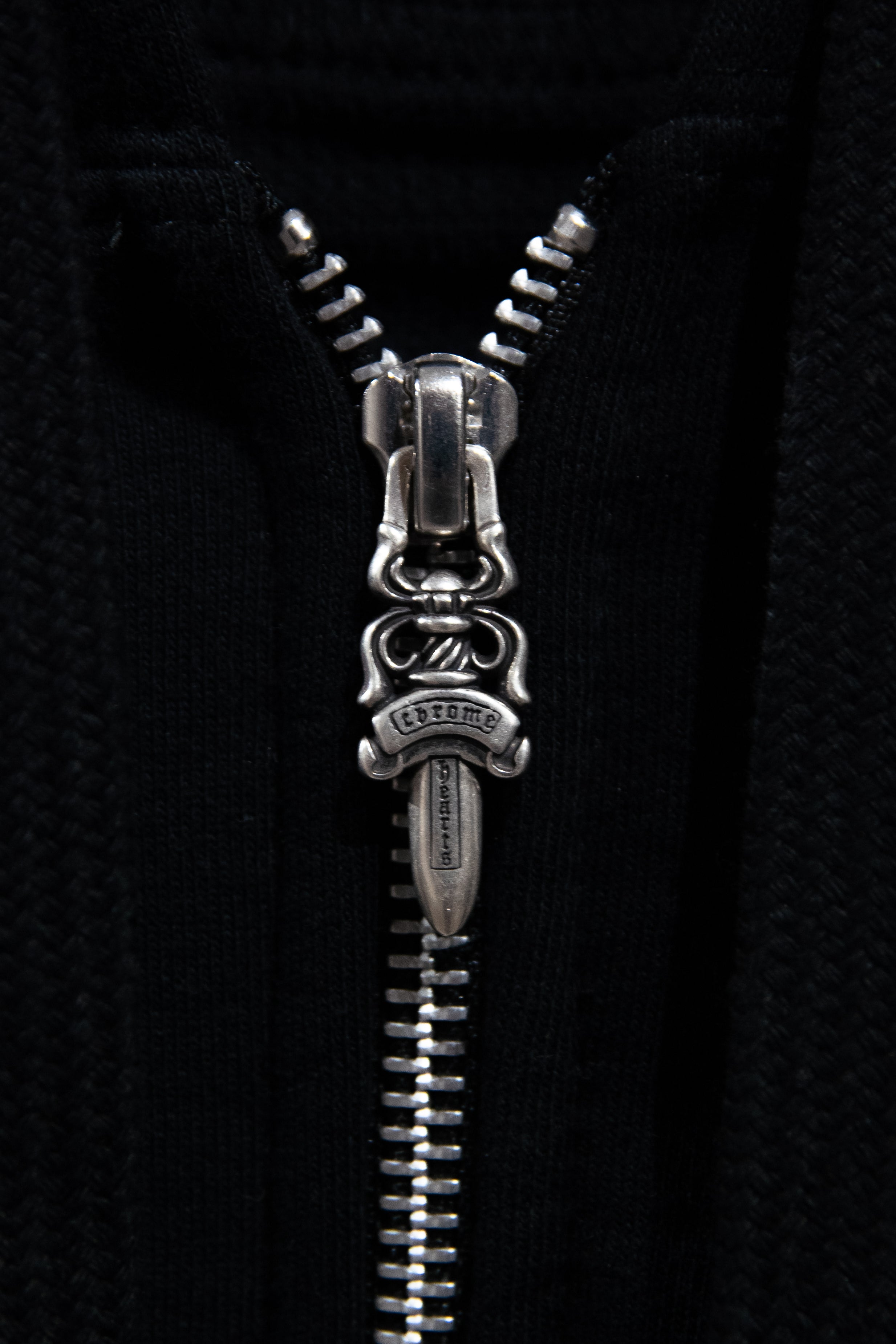 Chrome Hearts 1988 Script Logo Zip-Up Black Blue Hoodie