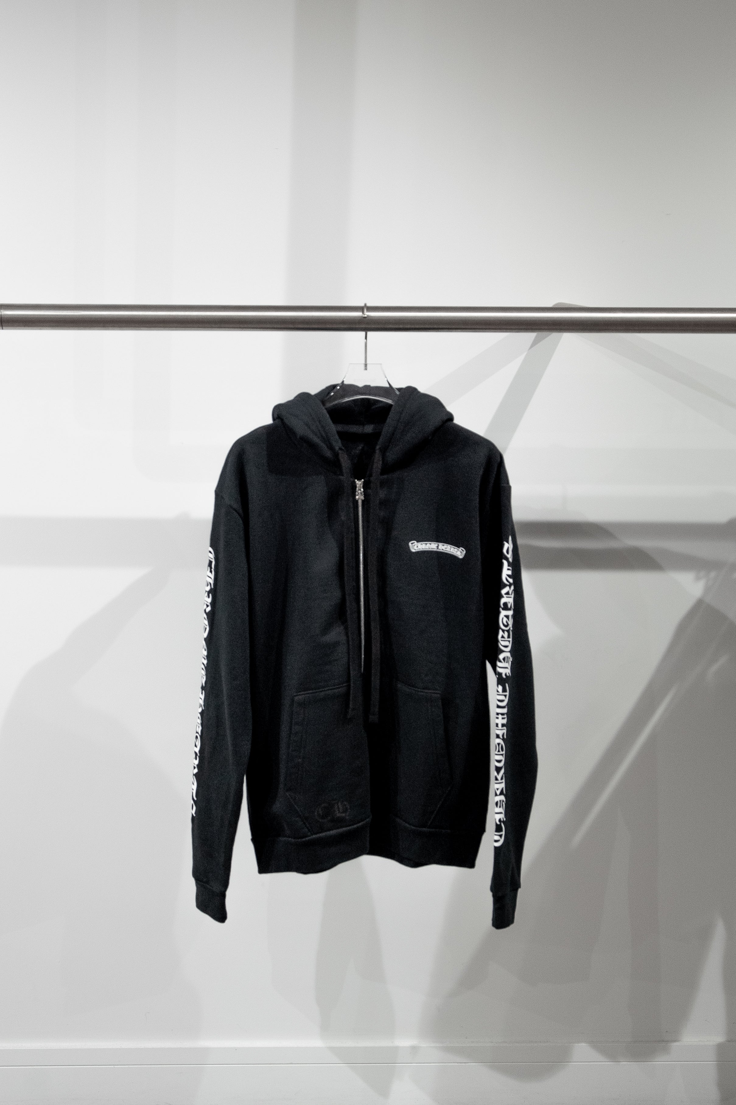 Chrome Hearts Scroll Logo Zip Up Hoodie 'Black'