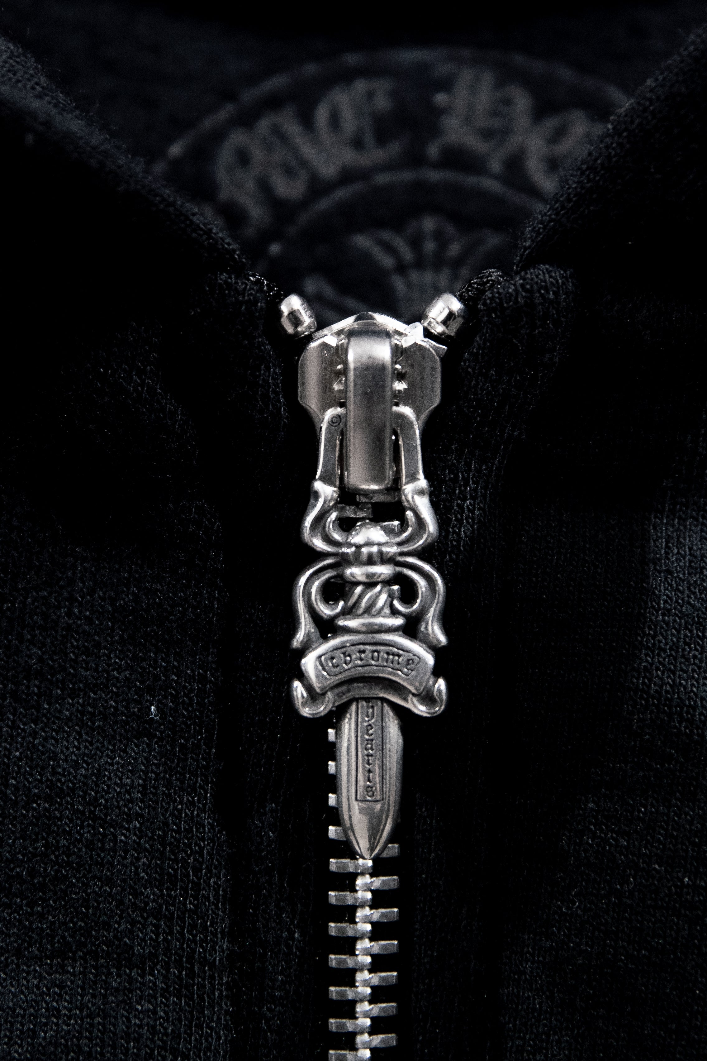Chrome Hearts Scroll Logo Zip Up Hoodie 'Black'