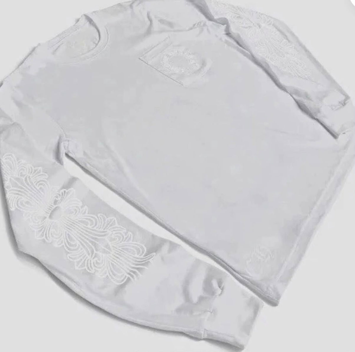 Chrome Hearts USA Shoulder Logo ‘White/White’ L/S T-Shirt