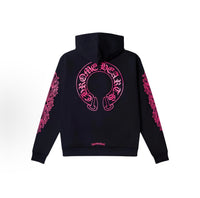 Chrome Hearts Floral Horseshoe Zip-Up Hoodie ‘Black/Pink’
