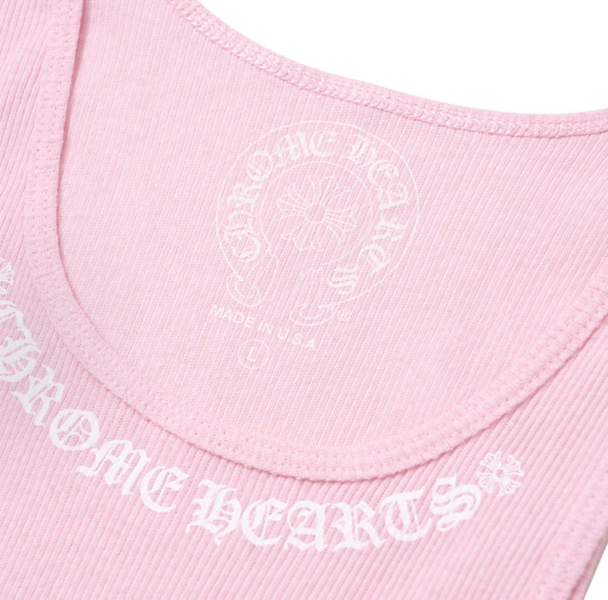 Chrome Hearts Pink LOVE YOU Neck Rib Tank Top