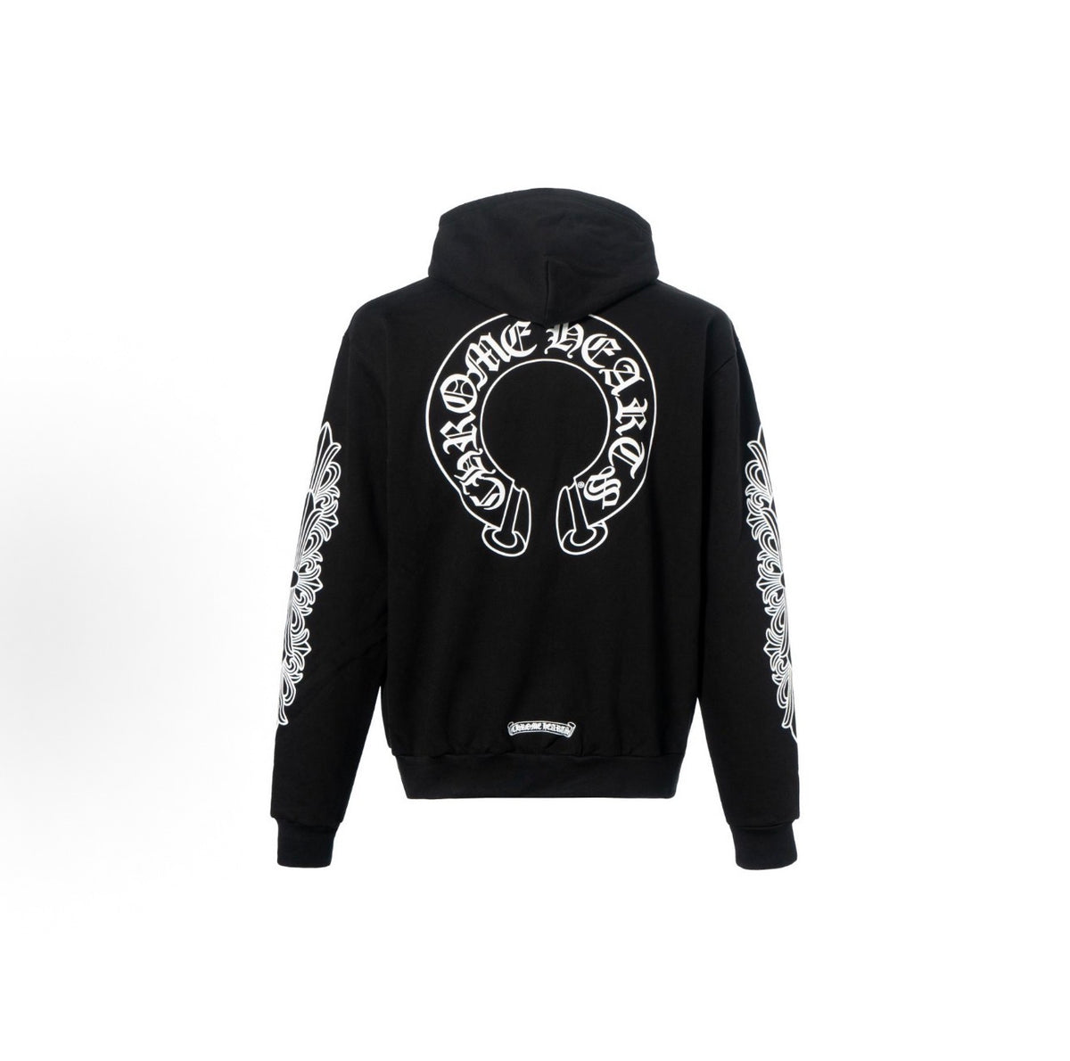 Chrome Hearts Horseshoe Floral Cross Sleeve Zip Up Hoodie ‘Black/White’