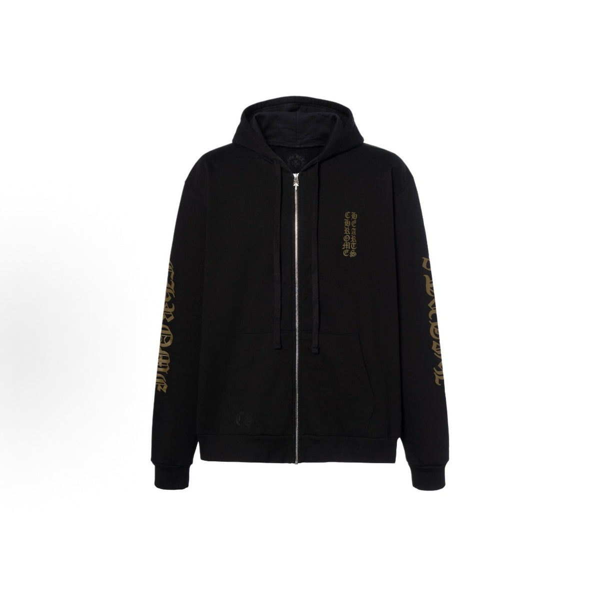 Chrome Hearts Vertical Logo Zip Up Hoodie Black Brown
