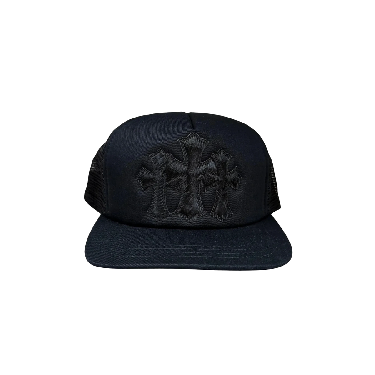 Chrome Hearts Pony Hair Triple Cross Trucker Hat ‘Black/Black’