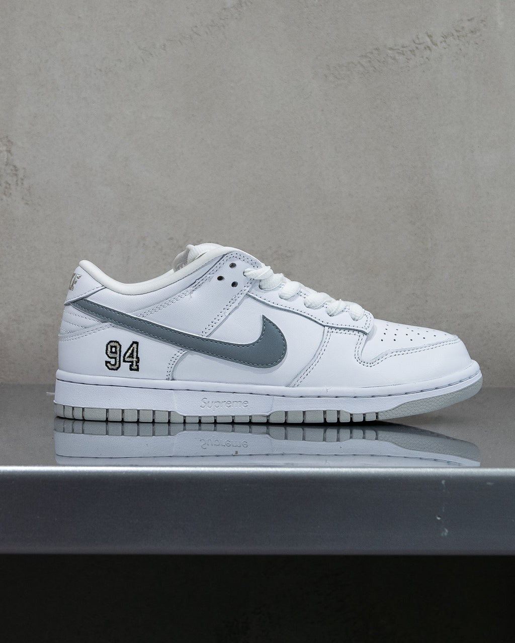 Nike SB Dunk Low ‘Supreme 94 White Metallic Silver’