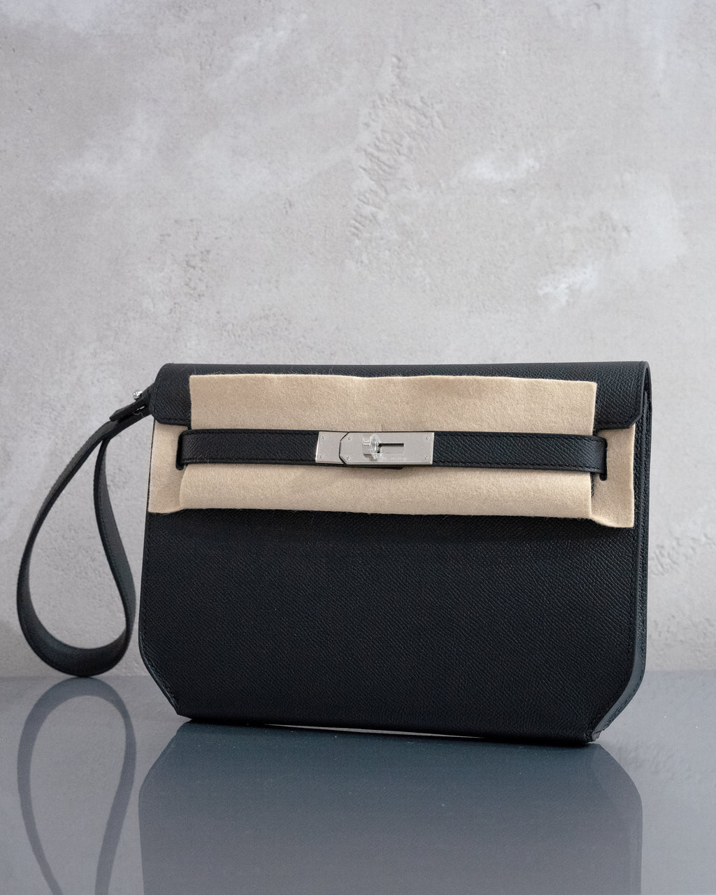 Hermes Kelly Dépêches leather clutch bag - Black